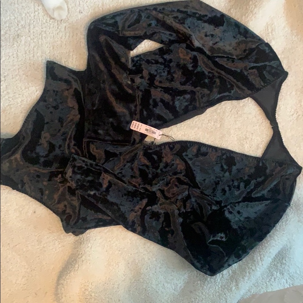 Black velvet bodysuit